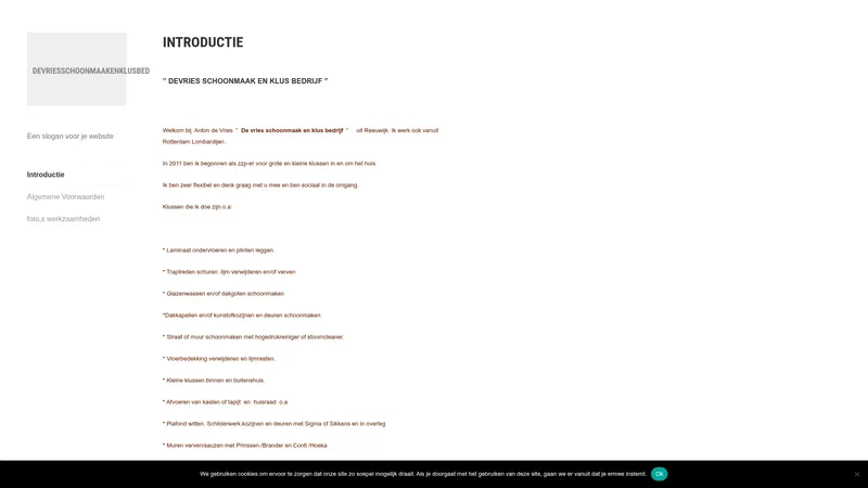 Website van A. de Vries Klus- & Schoonmaakbedrijf