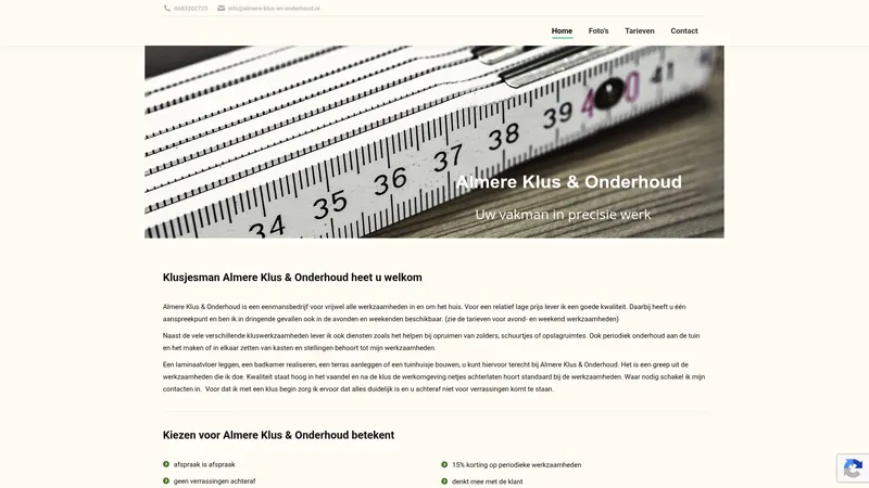 Website van Almere Klus & Onderhoud