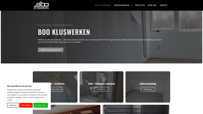 Website van Boo Kluswerken
