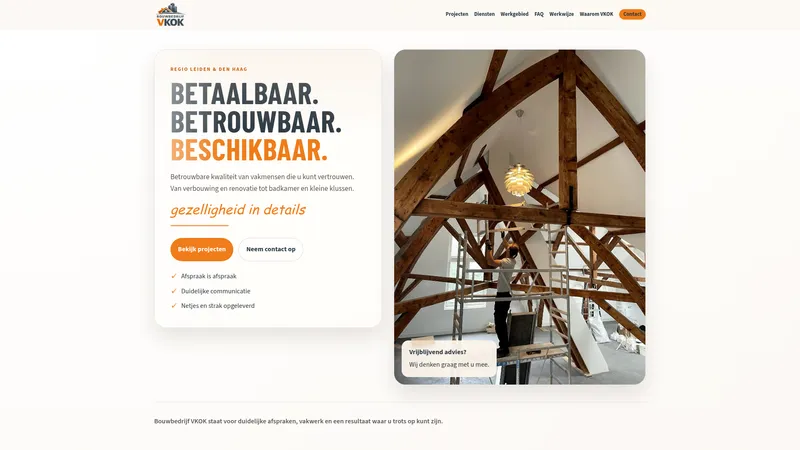 Website van Bouwbedrijf VKOK