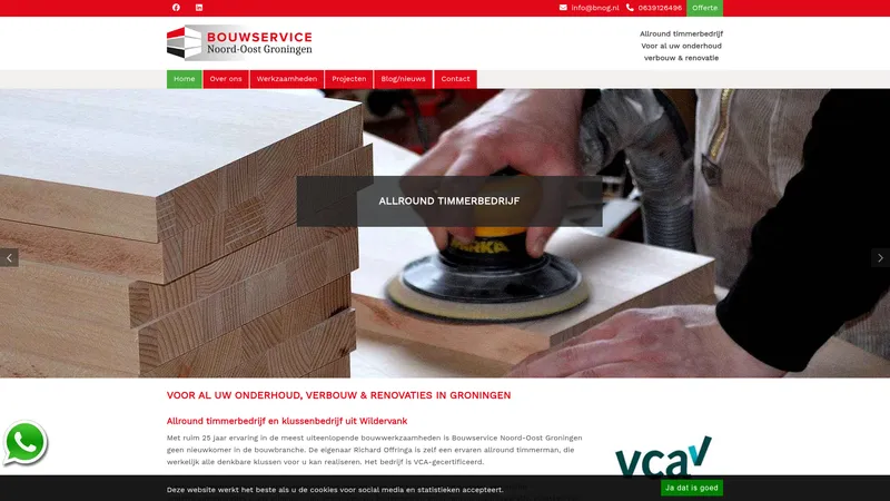 Website van Bouwservice Noord-Oost Groningen