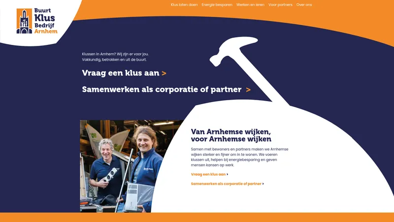 Website van BuurtKlusBedrijf Spijkerkwartier