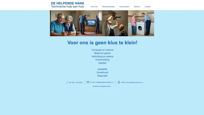 Website van De Helpende Hans