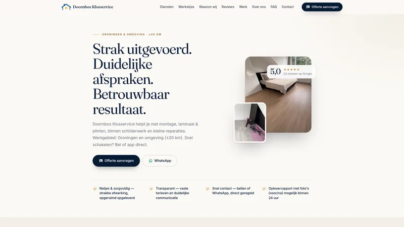 Website van Doornbos Klusservice