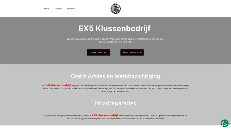 Website van EX5 klussenbedrijf
