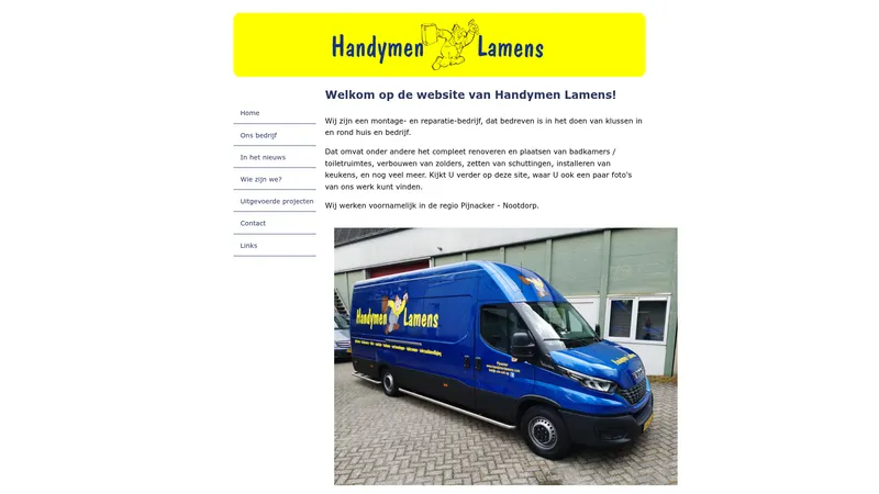 Website van Handymen Lamens