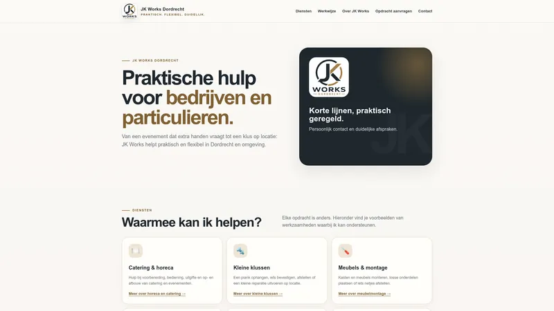 Website van JK Works Dordrecht
