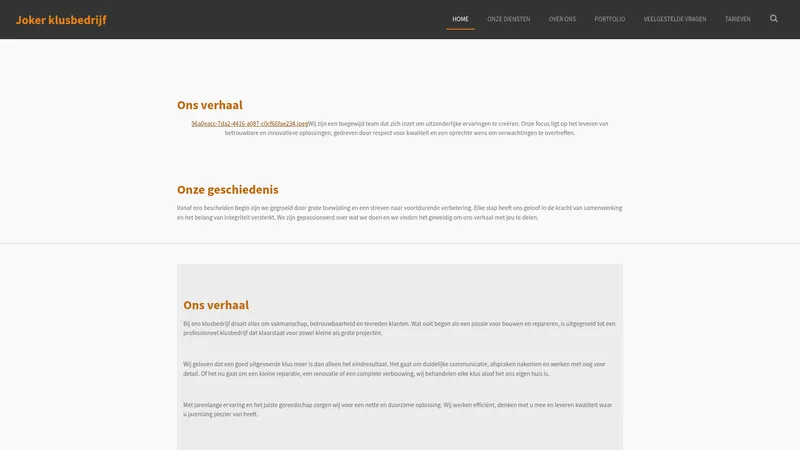 Website van Joker klusbedrijf