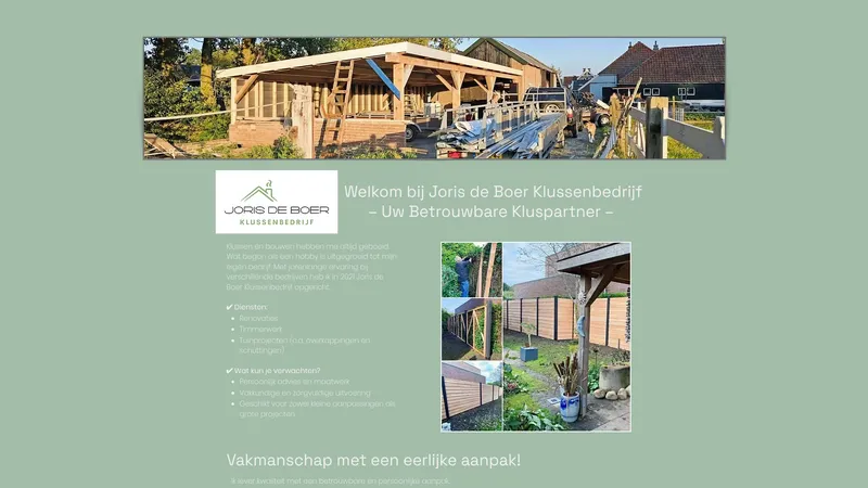 Website van Joris de Boer Klussenbedrijf