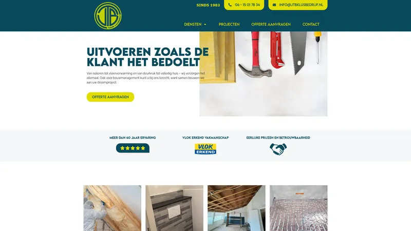 Website van JTB Timmer en klusbedrijf