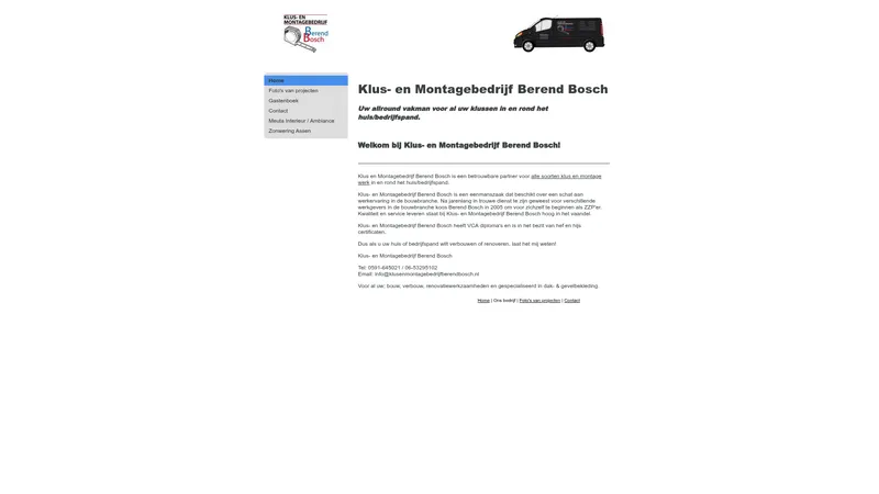 Website van Klus- en Montagebedrijf Berend Bosch