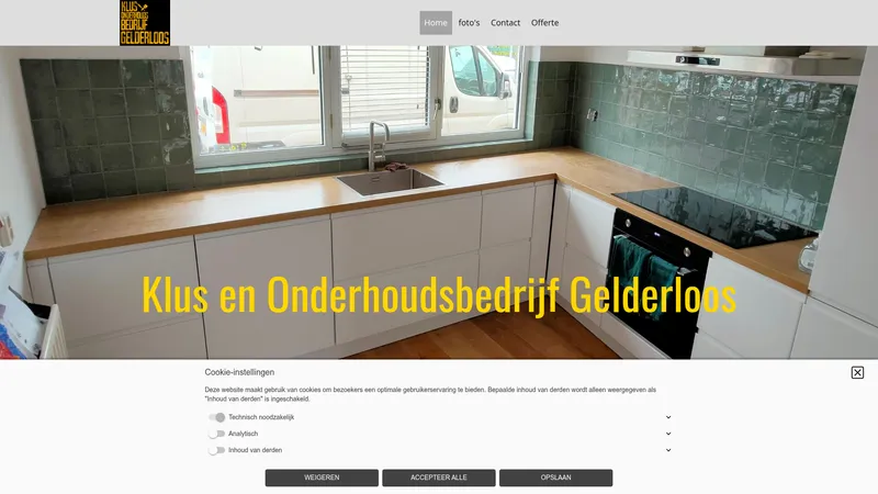 Website van Klus- en Onderhoudsbedrijf Gelderloos