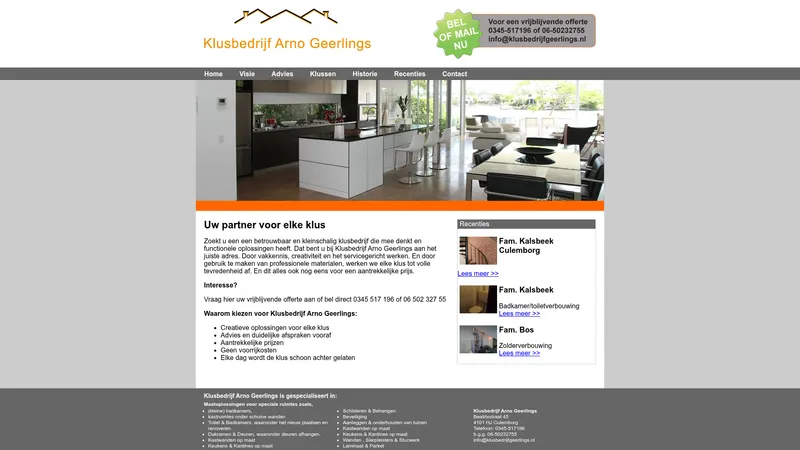 Website van Klusbedrijf Arno Geerlings🛠