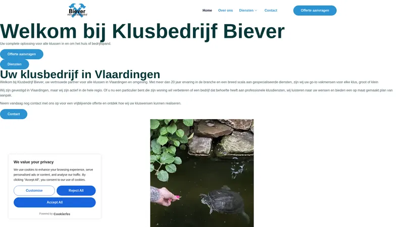 Website van Klusbedrijf Biever