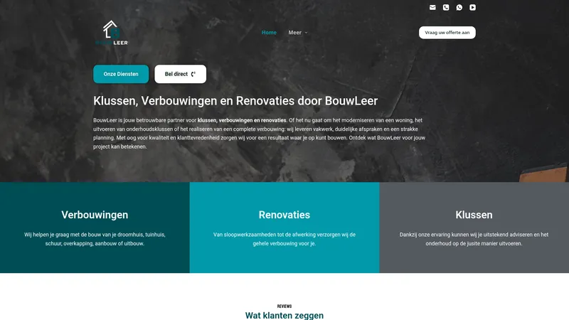 Website van Klusbedrijf BouwLeer