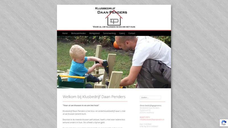 Website van Klusbedrijf Daan Penders