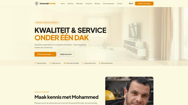 Website van Klusbedrijf Dichtbij
