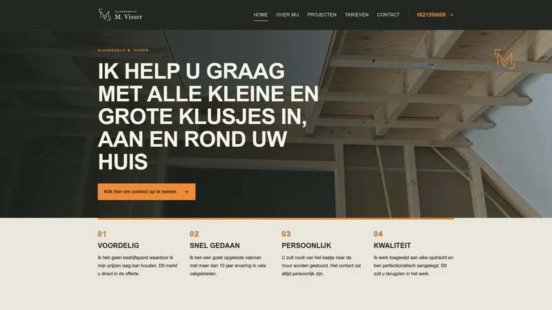 Website van Klusbedrijf M. Visser