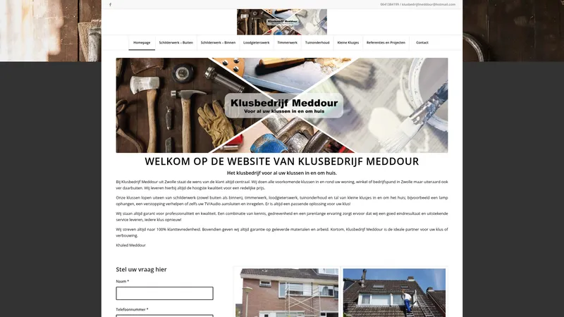 Website van Klusbedrijf Meddour