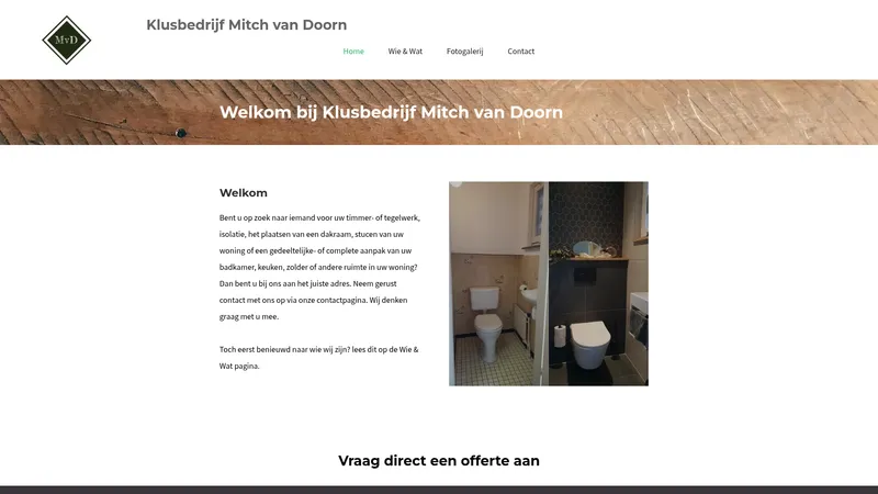 Website van Klusbedrijf Mitch van Doorn