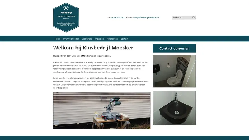 Website van Klusbedrijf Moesker