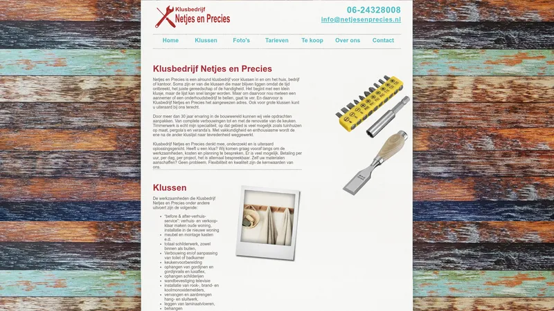Website van Klusbedrijf "Netjes en Precies"