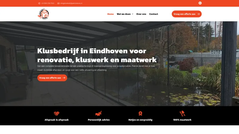 Website van Klusbedrijf Patrick de Vos