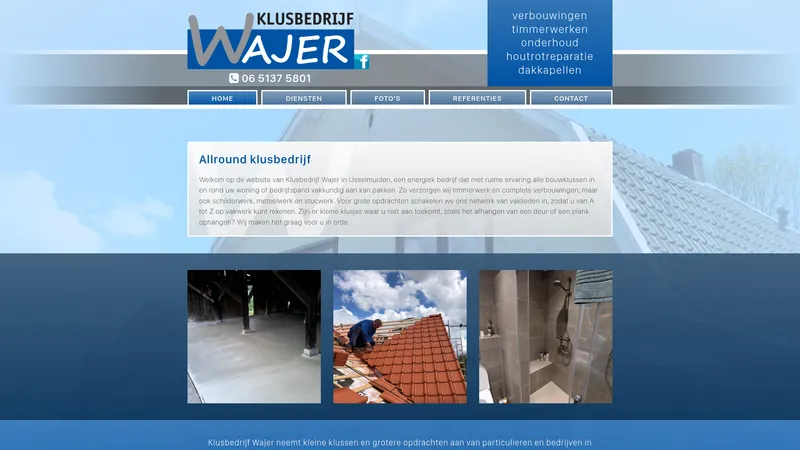 Website van Klusbedrijf Wajer