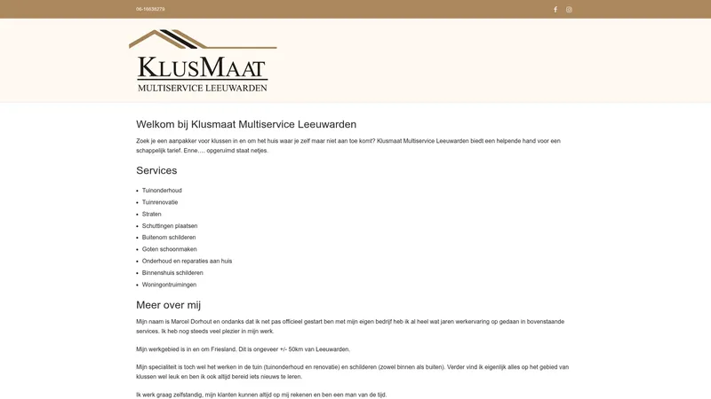 Website van KlusMaat Multiservice Leeuwarden