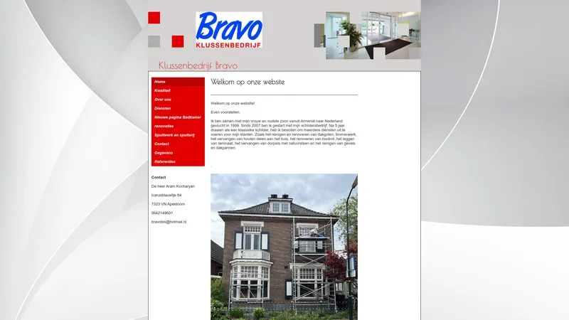 Website van Klussen en schilder bedrijf Bravo B.V