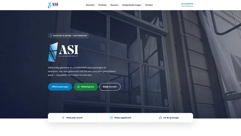 Website van Klussenbedrijf Asi