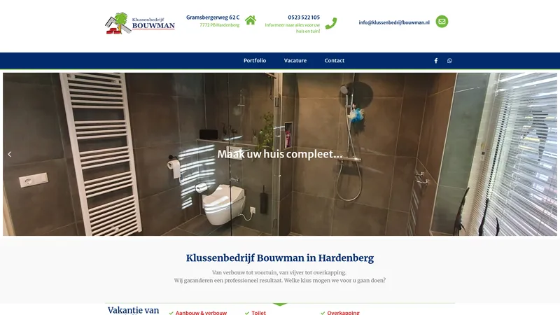 Website van Klussenbedrijf Bouwman VoF