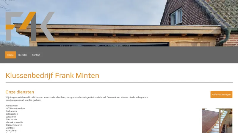 Website van Klussenbedrijf F. Minten