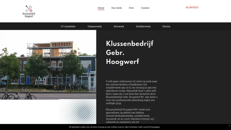 Website van Klussenbedrijf Gebr. Hoogwerf BV