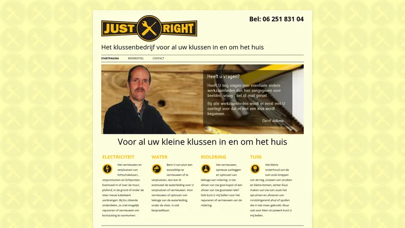Website van klussenbedrijf Just Right