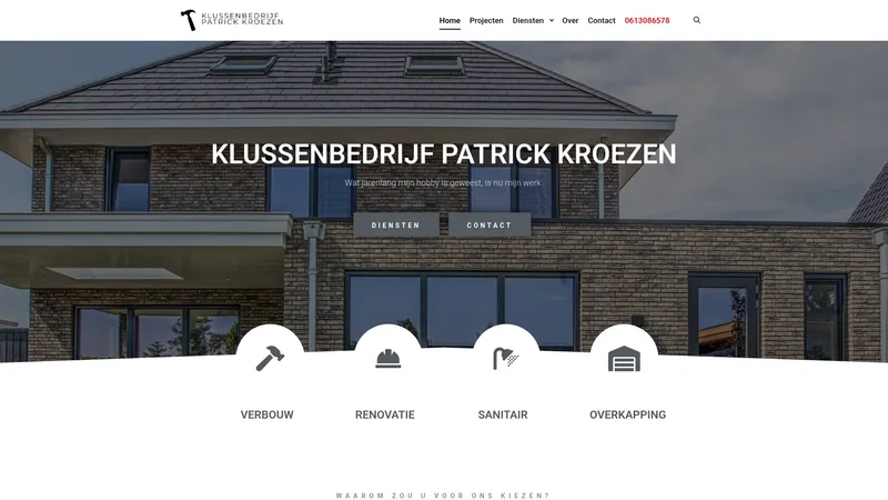 Website van Klussenbedrijf Patrick Kroezen
