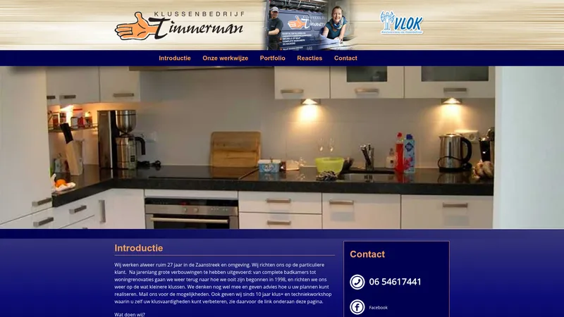 Website van Klussenbedrijf Timmerman