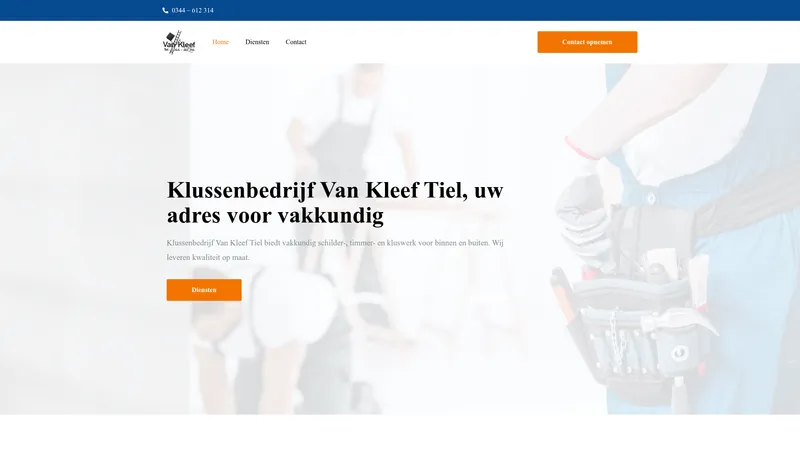 Website van Klussenbedrijf van Kleef