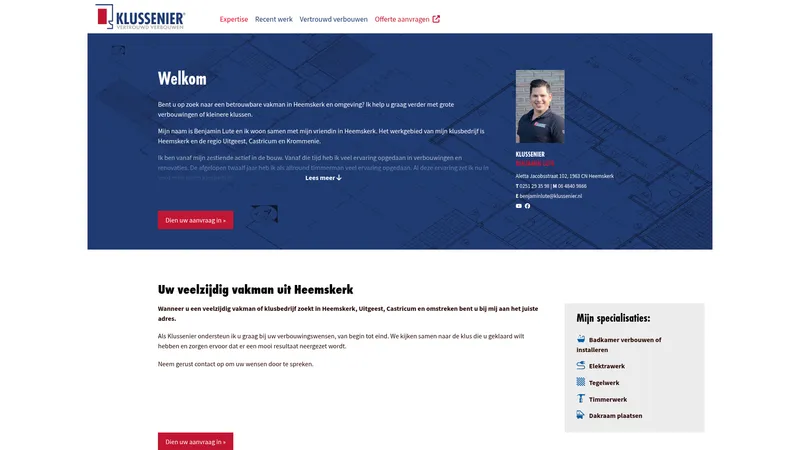 Website van Klussenier Benjamin Lute