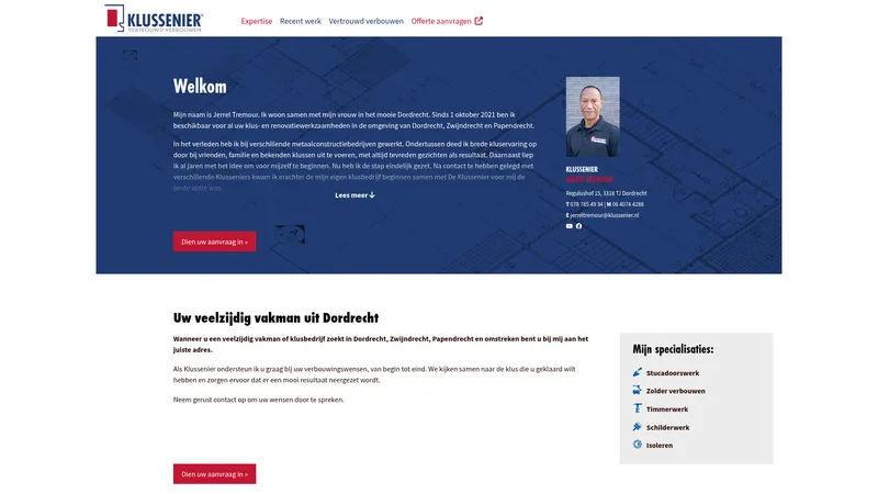 Website van Klussenier Jerrel Tremour