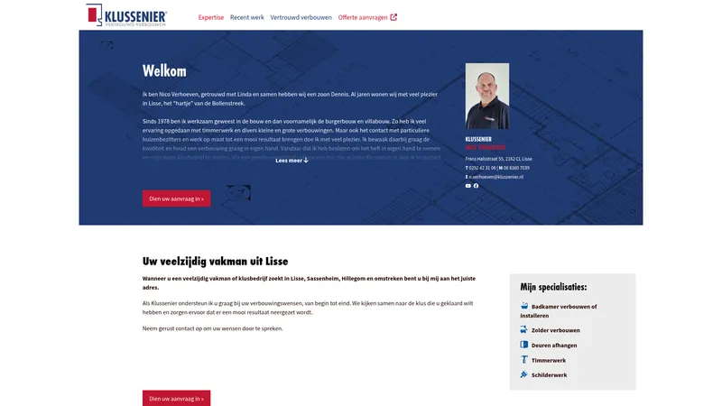Website van Klussenier Nico Verhoeven