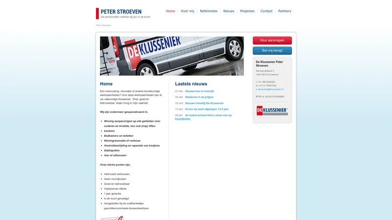 Website van Klussenier Peter Stroeven