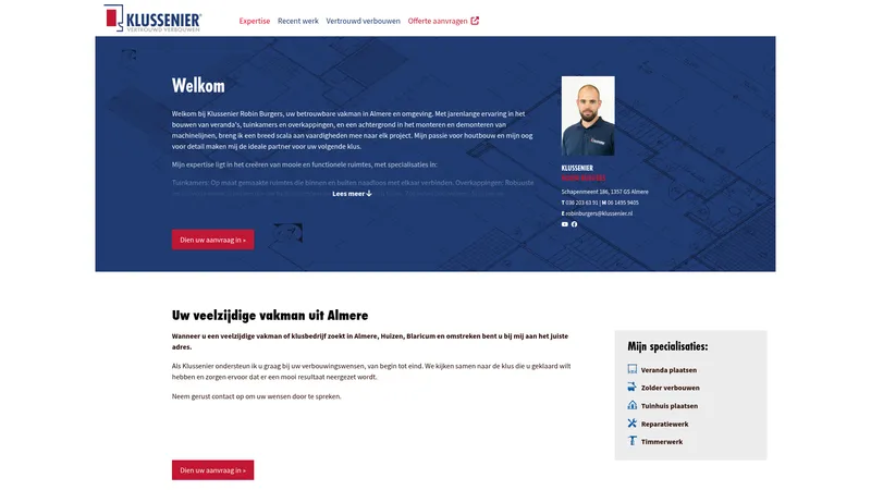 Website van Klussenier Robin Burgers