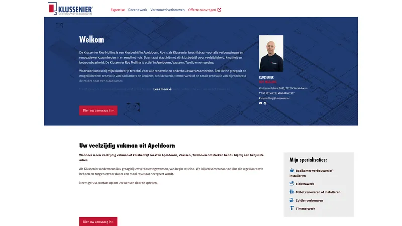 Website van Klussenier Roy Mulling