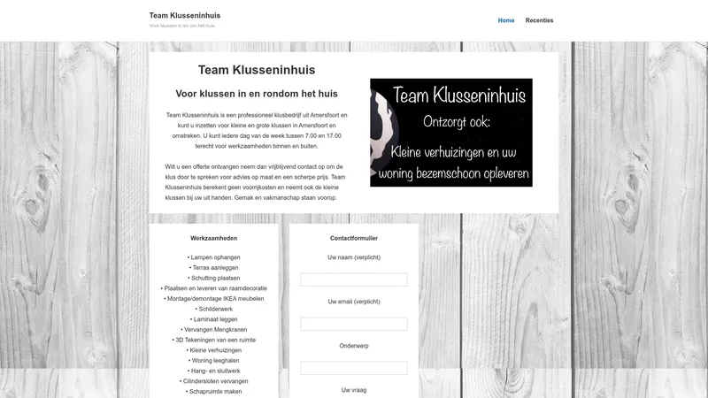 Website van Klusseninhuis (Team Klusseninhuis)