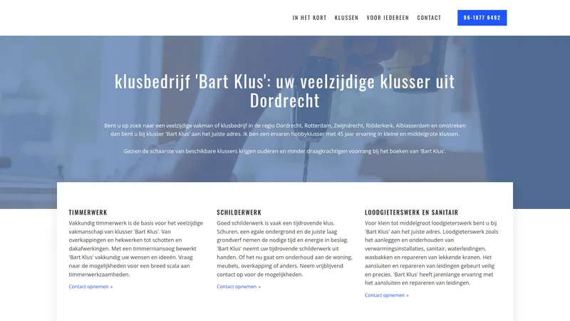Website van Klusser Bart Klus