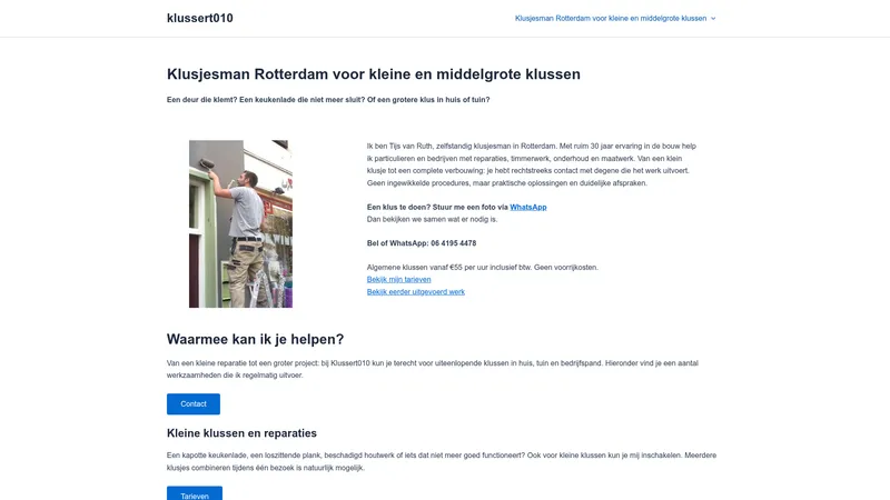 Website van Klussert 010