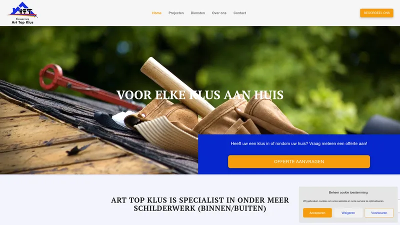 Website van Klusservice Arttopklus Renovatie & Bouwbedrijf