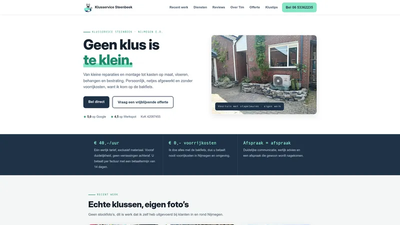 Website van Klusservice Steenbeek