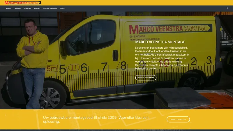 Website van Marco Veenstra Montage Bedrijf Groningen